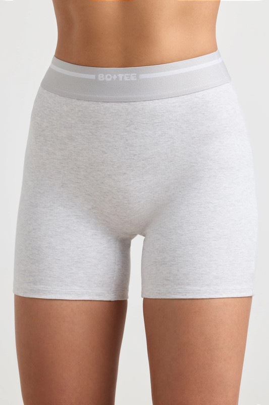 High-Waist Mini Shorts in Grey Marl - UK Size:L